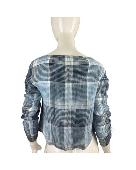 SNIDER Blue Plaid Drawstring Top
