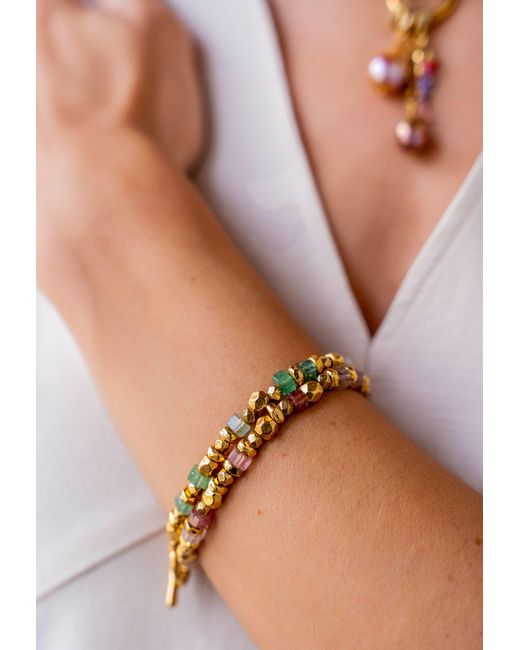 Loni Paul Jewelry Metallic Strawberry Quartz & Bead Bracelet