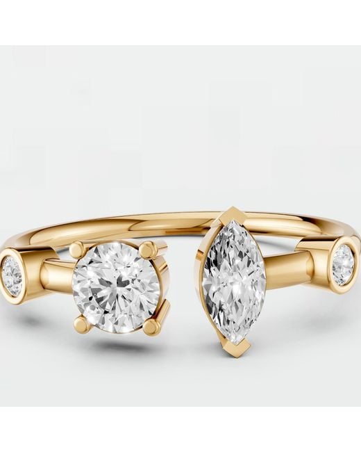 Aya Fine Jewelry Metallic Contemporary Open Round & Marquise Lab Diamond Ring