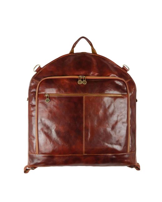 Time Resistance Brown Leather Garment Bag for men