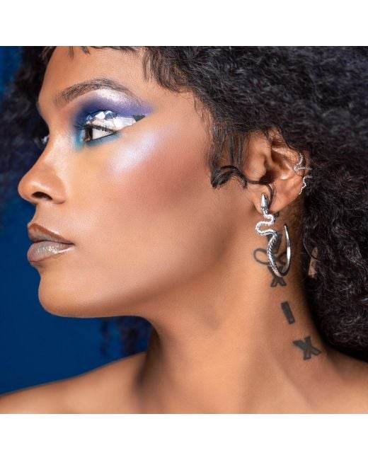 Jagged Halo Jewelry White Serpent Hoop Earrings
