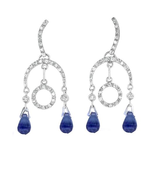 Genevive Jewelry Blue Sterling Sapphire Cubic Zirconia Drop Earrings
