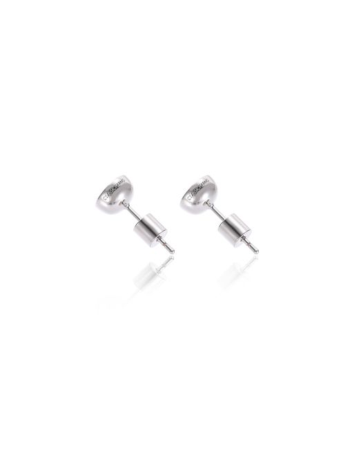 Classicharms Metallic Aurora Bezel Set White Clear Solitaire Stud Earrings