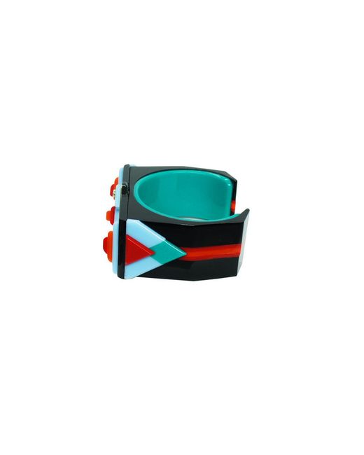 Gissa Bicalho Blue Handmade Acrylic Bracelet Kuntur/ Turquoise Green