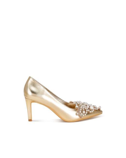 Rag & Co Metallic Klarta Pearls Brooch Stiletto Pumps