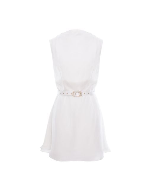 AVENUE No.29 White Cowl Neckline A Line Viscose Mini Dress