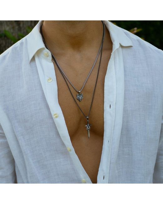 Ebru Jewelry Metallic Serpent Blade Sterling Necklace for men