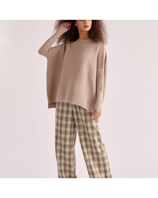 Paisie Natural Ribbed Jumper In Almond