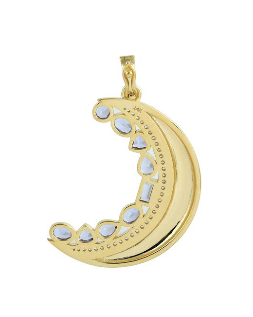 Artisan Metallic Tanzanite, Diamond & Enamel Crescent Moon Pendant