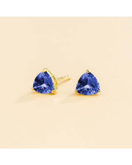 Juvetti Blue Trillion Sapphire Stud Earrings