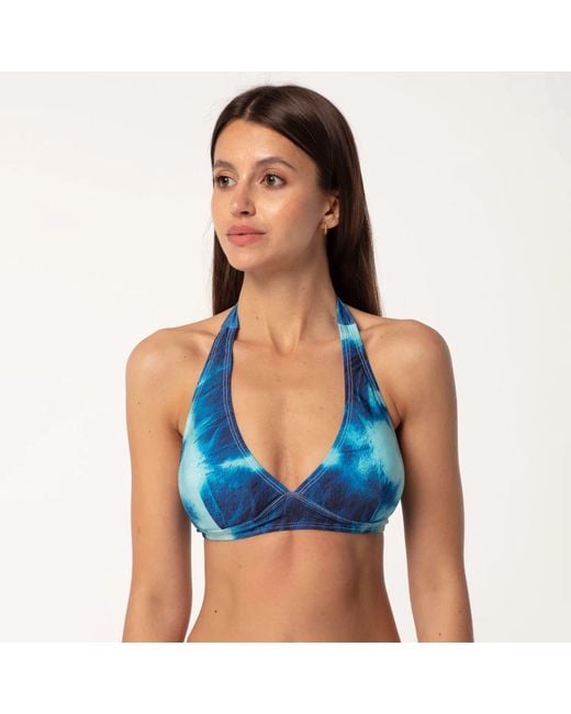 Aloha From Deer Blue Tie Dye Halter Neck Bikini Top