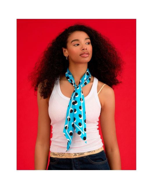 INGMARSON Blue Polka Dot Twilly Neck Scarf