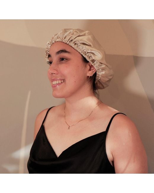Soft Strokes Silk Brown Neutrals Pure Mulberry Silk Oatmeal Hair Bonnet