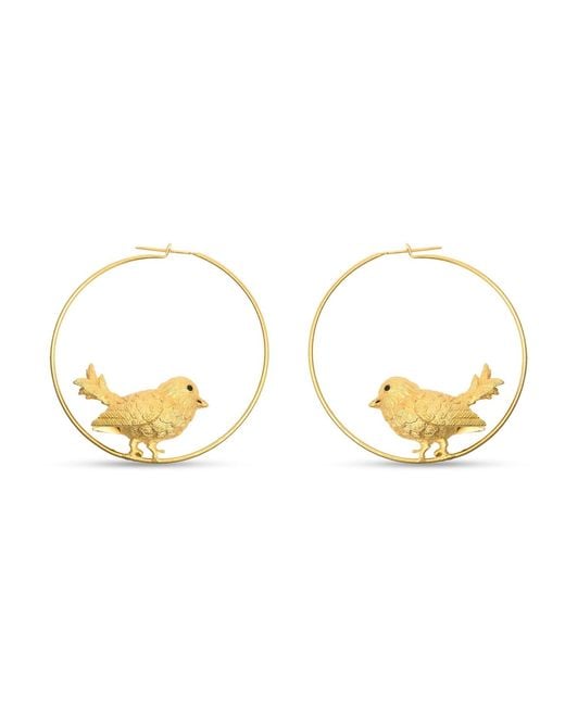 Meraki by Rashmi Bajaj Metallic Song Bird Plated Hoop Earrings