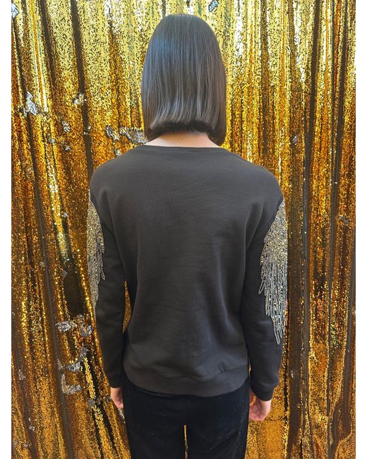 Any Old Iron Black Golden Beady Eagle Beaded Sweatshirt