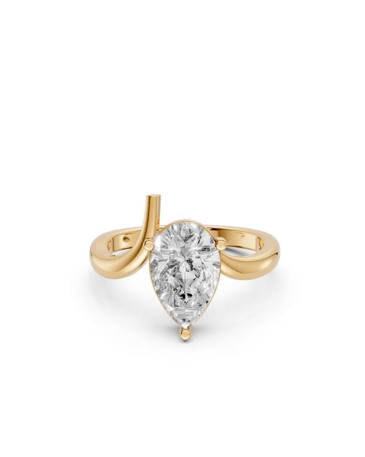 Aya Fine Jewelry Metallic 1 Carat Pear Lab Grown Diamond Bypass Solitaire Engagement Ring