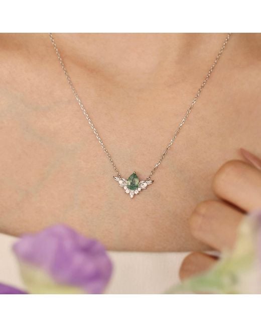 Azura Jewelry New York Metallic To Bloom Again Moss Agate Vermeil Necklace