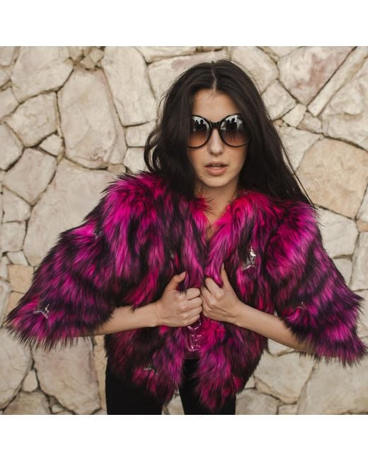Jennafer Grace Multicolor Planet Queen Faux Fur Jacket