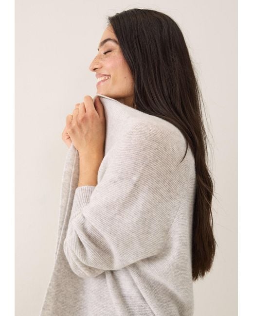 Loop Cashmere White Relaxed Edge To Edge Cardigan
