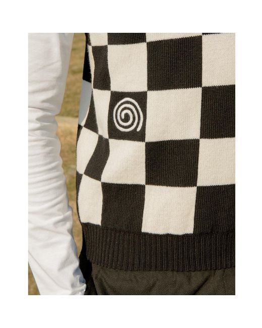 INGMARSON Black Embroidered Checked Wool & Cashmere Vest for men