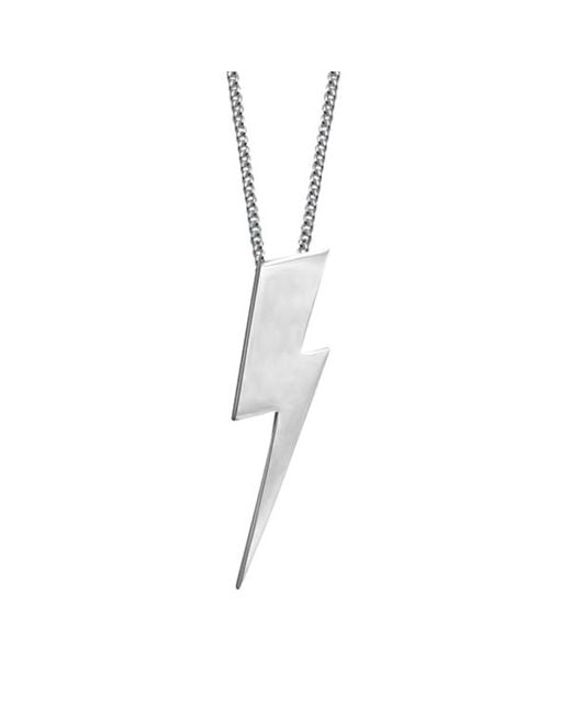 Edge Only Metallic Flat Top Lightning Bolt Pendant Sterling
