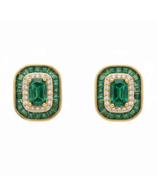 Latelita London Green Great Gatsby Stud Earrings Emerald