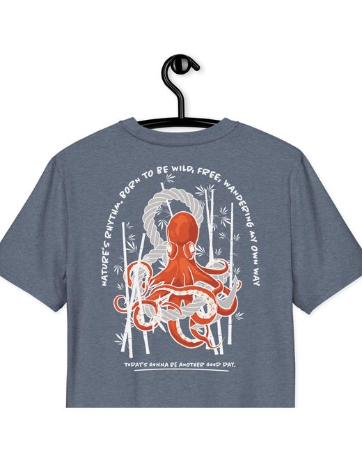 Anchor and Crew Blue Heather Octopus Another Good Day Organic Cotton T-Shirt