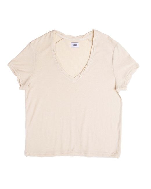 Vænn Natural Neutrals Slub Deep V Tee Honeycomb