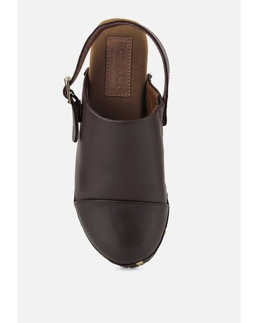 Rag & Co Brown Alona Slingback High Block Heeled Clogs