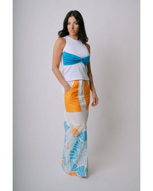 San Malo Orange Caroline Floral Midi