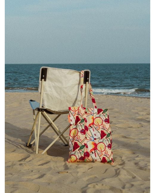 Lost Pattern Red Party Time Cotton Tote Bag