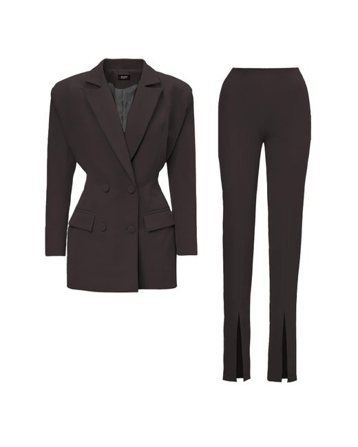 BLUZAT Black Suit With Tailored Hourglass Blazer And Slim Fit Trousers