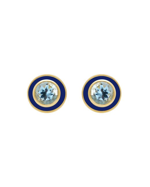 Augustine Jewels Blue Sky Topaz And Enamel Stud Earrings