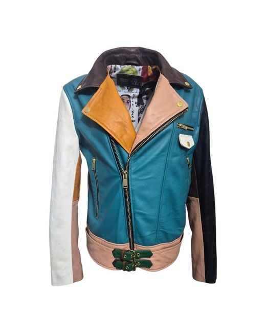 Zasta Studio Blue Artifact Theory Biker Leather Jacket C