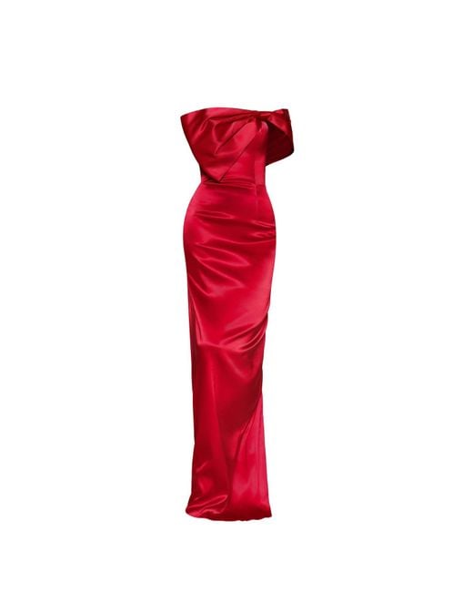 Moda Glam Red Grace Strapless Statement Bow Gown