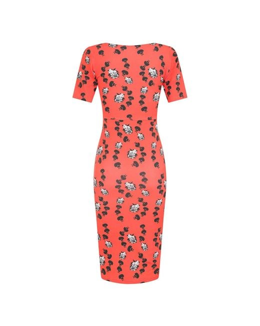 Sophie Cameron Davies Red Floral Cotton Midi Dress