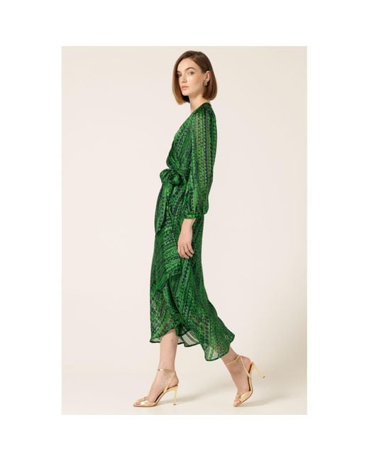 SACHA DRAKE Green Savoir Midi Wrap Dress
