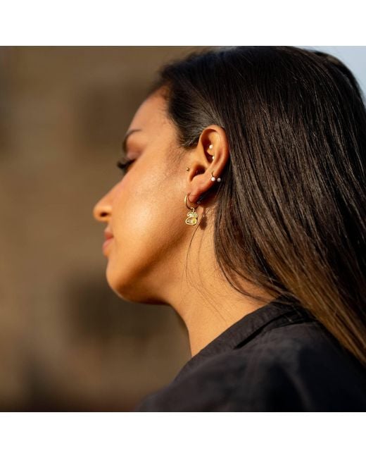 Claire Hill Designs Metallic Moonstone Lichen Hoop Earrings