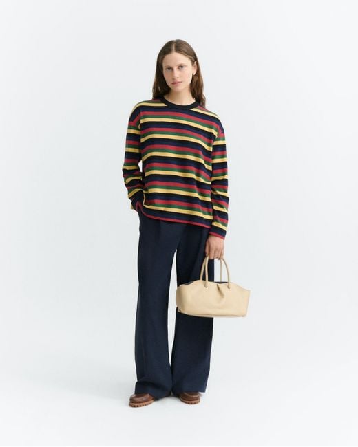 Thinking Mu Red Long-Sleeve Multicolour Striped Emily R T-Shirt