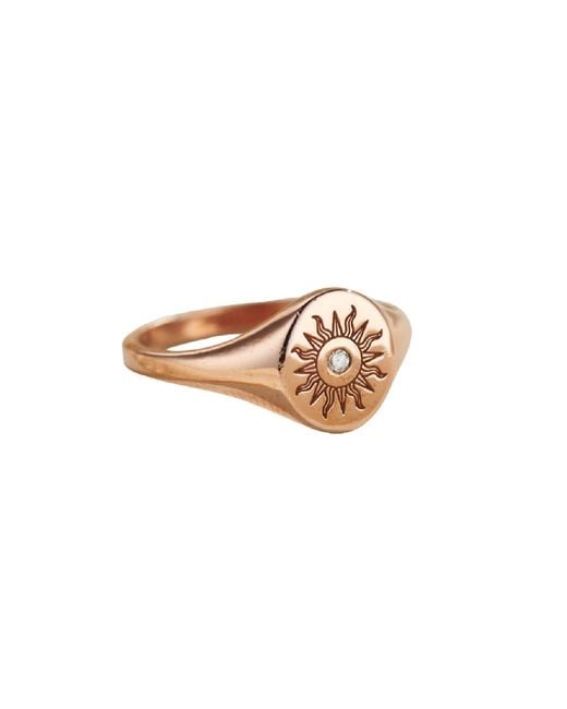 Posh Totty Designs Multicolor Rose Gold Plated Engraved Sunshine Diamond Signet Ring