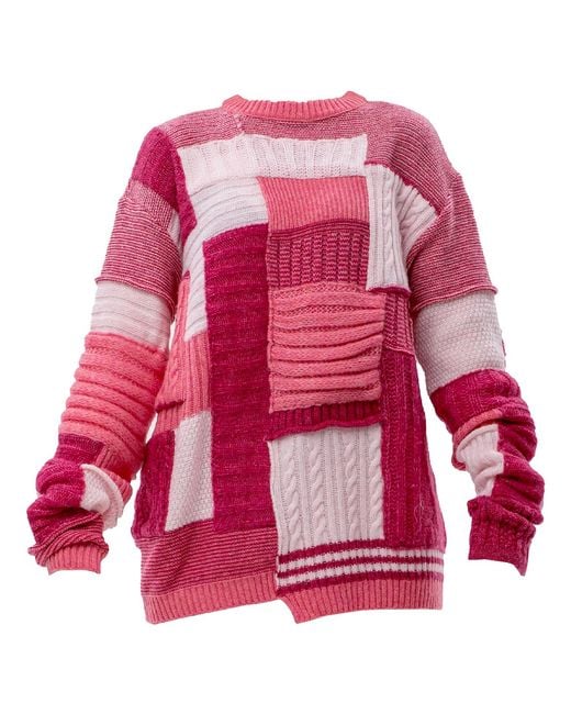 Maison Bogomil Pink Chunky Patchwork Sweater
