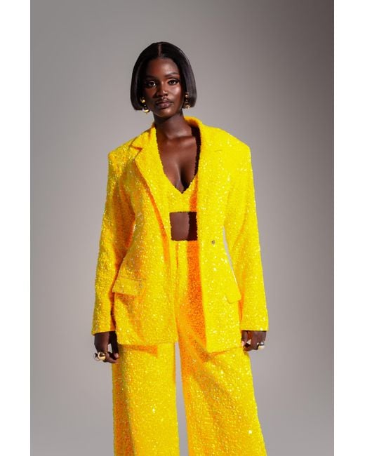 Ofuure Yellow Liza Sequin Bra Top