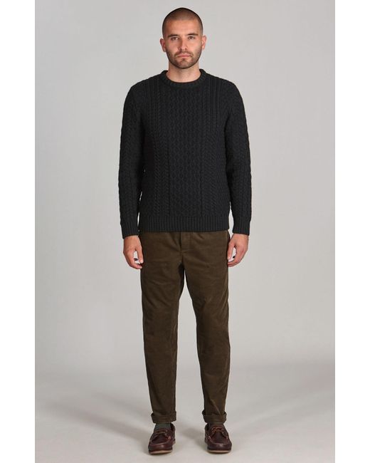 Paul James Knitwear Blue Fisherman's British Wool Johnson Cable Jumper for men