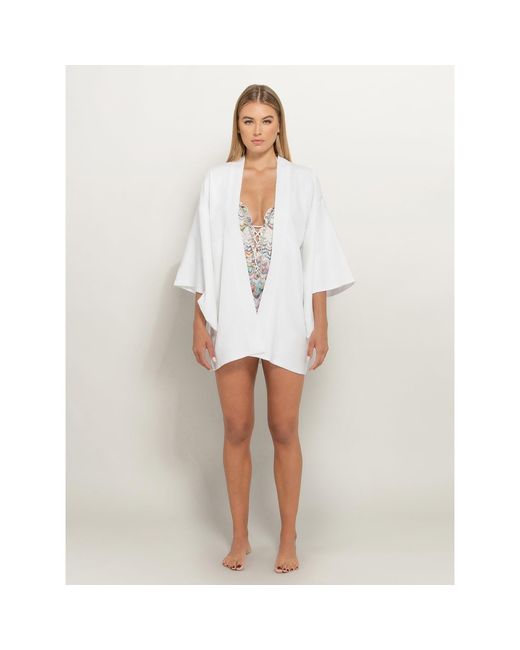 GeeGee Collection White Third Eye Hemp Kimono