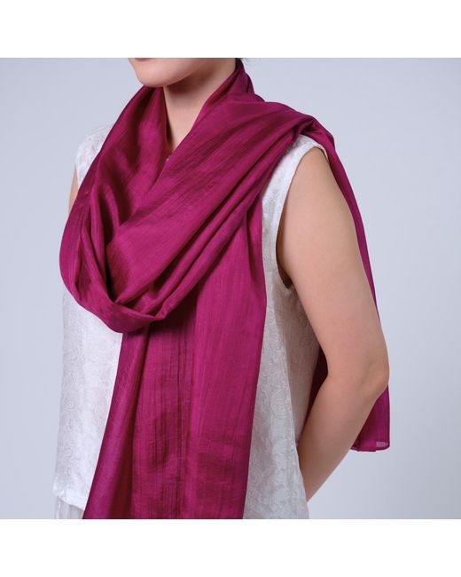 Silk and Bears Pink Handwoven Mulberry Silk Scarf – Deep Fuchsia – Lightweight & Sheer