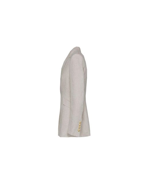 The Extreme Collection White Neutrals Sand Linen Tailored Blazer Sofia
