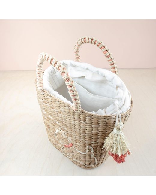 LIKHÂ Natural Mini Tote Bag With Embroidered Westie