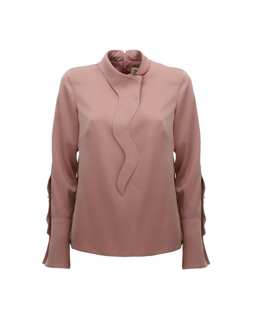 Julia Allert Brown Luxury Silk-Feel Satin Blouse Blush