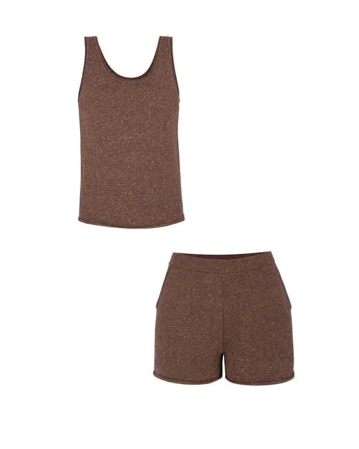 SALANIDA Brown Sabbia Tank Top And Shorts Set Chocolate