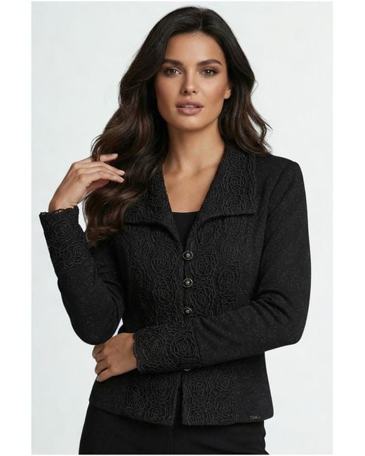 Luna Fashion House Black Tailored Lace Blazer, Jody